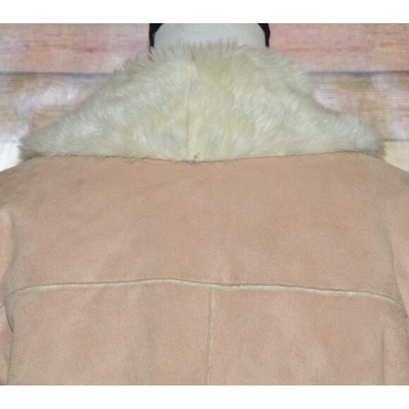 Coldwater Creek Faux Suede Faux Fur Lined Jacket Winter Coat M Toggle Buttons - Picture 8 of 10